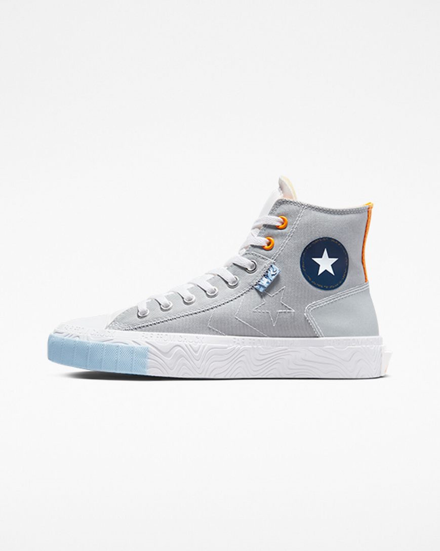 Men's Converse Chuck Taylor Alt Star Reflective Shine High Top Shoes Grey / White / Orange | AU 0E589K